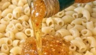 Pour zesty italian dressing and these 3 ingredients over elbow macaroni into a baking pan for a tangy dish everyone asks you to make again